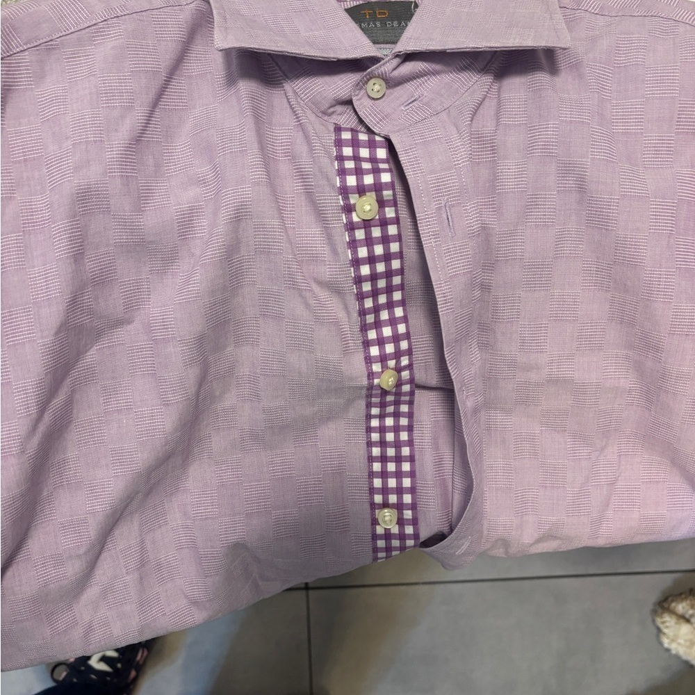 Men's Purple Checkered Shirt - Picture 4 of 4